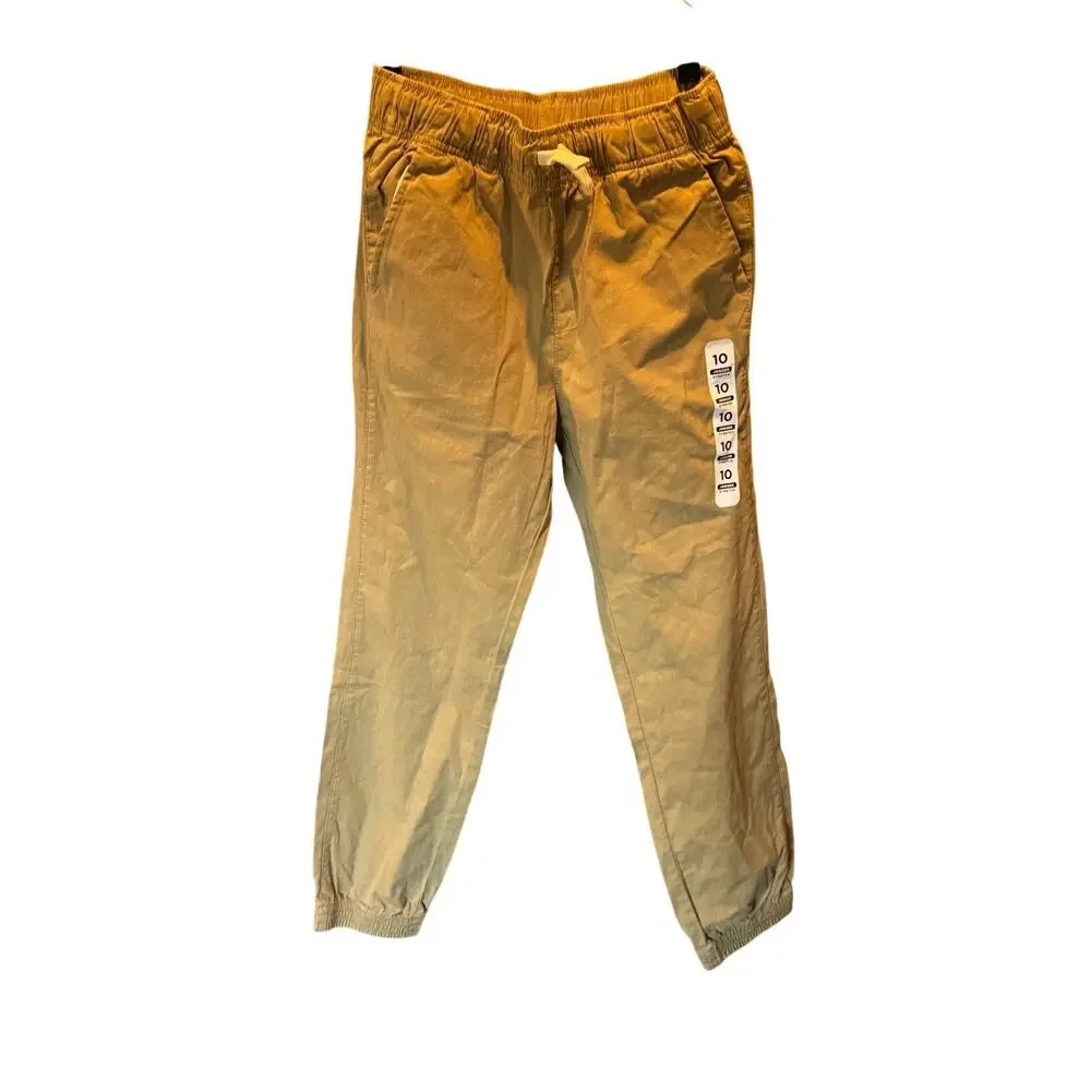 Children’s Place Boys Khaki Jogger Pants Size 10 Elastic Waist Pull-On Beige
